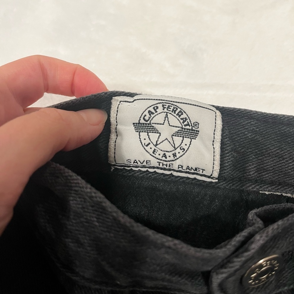 Vintage Cap Ferrat "Save the Planet" High Waisted Tapered Mom Jeans - Black Wash - Picture 9 of 9